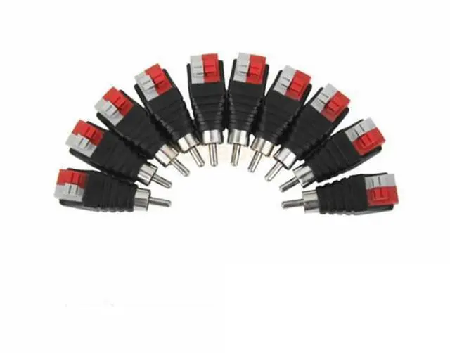 Alt view image 3 of 6 - 10PCS Speaker Wire Cable to Audio Male RCA Connector Adapter Jack Plug Pip BE