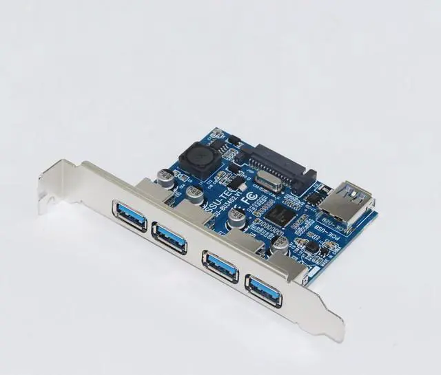 Alt view image 3 of 6 - 4 Port USB 3.0 HUB Adapter PCI-E 1X to USB3.0 Card PCI Express Expansion Card with 30cm USB Cable 5Gb Speed For Desktop Computer
