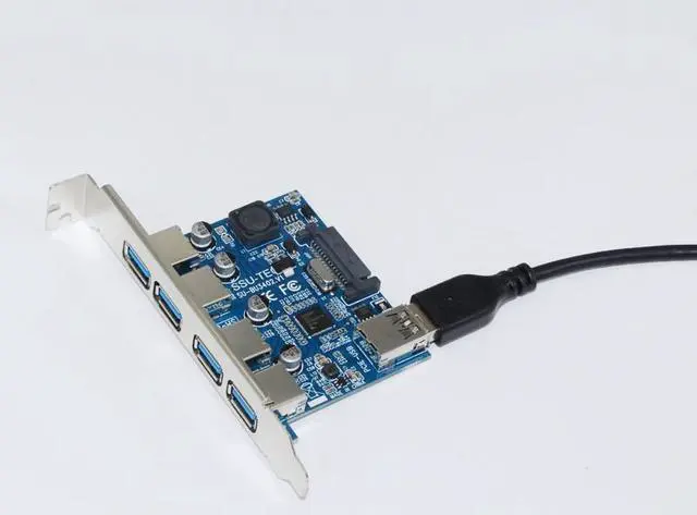 Alt view image 4 of 6 - 4 Port USB 3.0 HUB Adapter PCI-E 1X to USB3.0 Card PCI Express Expansion Card with 30cm USB Cable 5Gb Speed For Desktop Computer