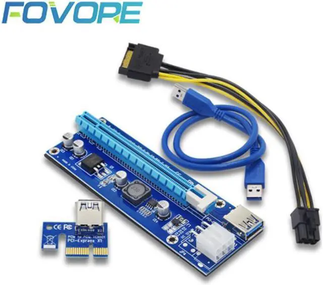 Main image of PCIE Riser PCI-E 1X to 16X Riser Card 60CM USB 3.0 PCI Express SATA to 6Pin Power Cable for BTC Bitcoin Mining Antminer Miner