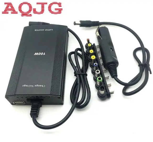 Alt view image 2 of 6 - Metal Universal Adapter for Laptop In Car DC Charger Notebook AC Adapter Power Supply 100W  with cigarette lighter Ac cable