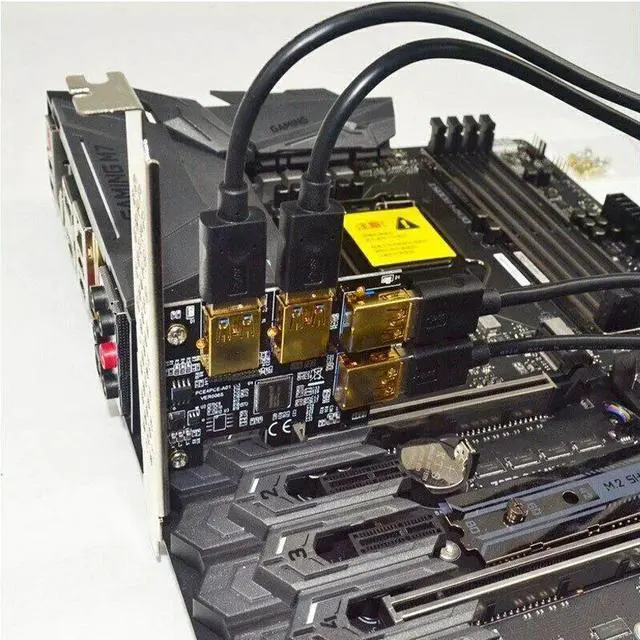 Alt view image 4 of 6 - Riser USB 3.0 PCI-E Express 1x to 16x Riser Card Adapter PCIE 1 to 4 Slot PCIe Port Multiplier Card for BTC Miner Mining