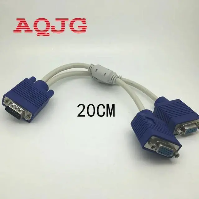 Main image of VGA 15 Pin PC SVGA Male to 2 Dual Double Female Monitor Y Adapter Splitter Cable 20cm Vga Male to Vga female Wholesale  computer