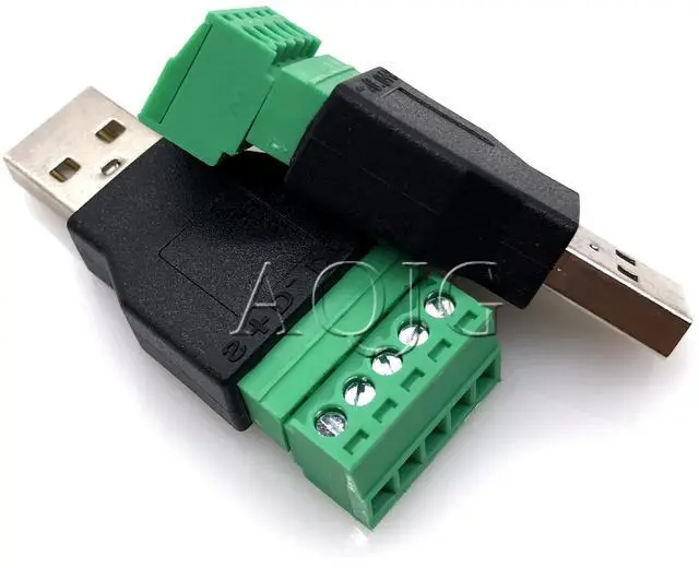 Alt view image 5 of 5 - 1Pc USB 2.0 Type A Male/Female to 5 Pin Screw Connector USB Jack with Shield USB2.0 to Screw Terminal Plug