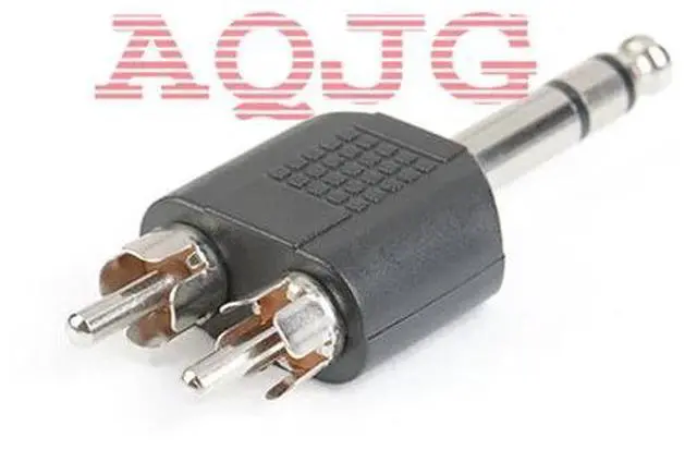 Alt view image 4 of 4 - 100pcs/lot Stereo Sophomore Jack 6.35 Audio Connector Plug Turn Dual RCA Lotus Male, 6.5 One Point Two Male Lotus