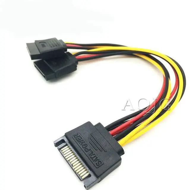 Alt view image 4 of 4 - Universal SATA 15Pin Male To 2 SATA 15 Pin Female 15Pin Power HDD Splitter Connector Cable for PC Computer Black 10pcs