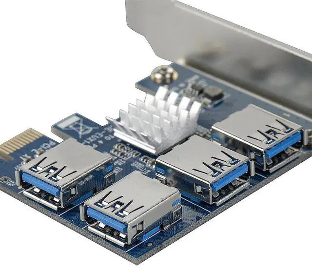 Alt view image 4 of 6 - PCI-E 1 to 4 PCI-E Adapter 16X slots Riser Card PCI-E 1X to External 4 PCI-e slot Adapter PCIe Multiplier Card for Bitcoin Miner