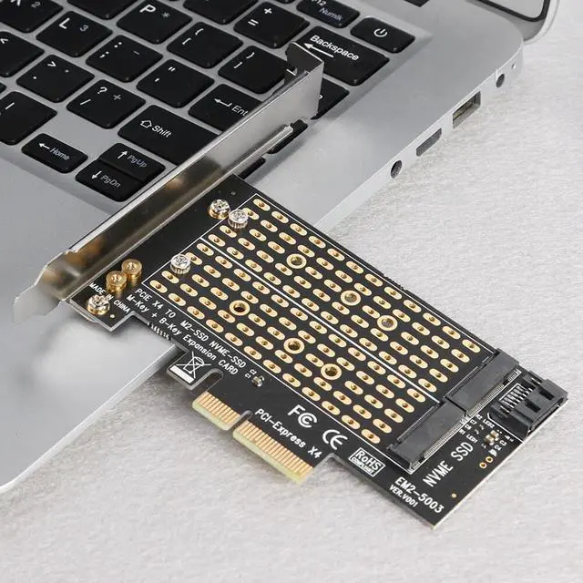 Alt view image 6 of 6 - M+B Key M.2 NGFF to PCIE 3.0 X4 NVMe SATA Converter Card M2 SSD to PCI Express SATA Adapter for 2230 2242 2260 2280