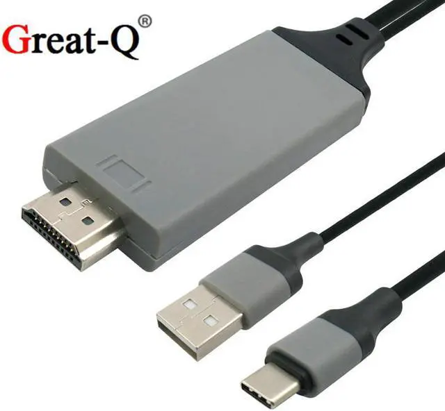 Alt view image 4 of 6 - 2 in 1 USB-C Type C To HDMI-compatible Cable 4K*2K HD Video Audio Charging Adapter For Samsung Galaxy Note 8 LG G6 G5 V20