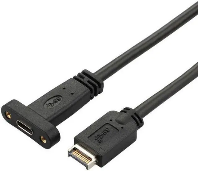 Alt view image 2 of 6 - Great-Q usb3.1 USB 3.1 Front Panel Header type-e Type E to USB-C Type-C C Female Extension Cable 50cm  with Panel Mount Screw