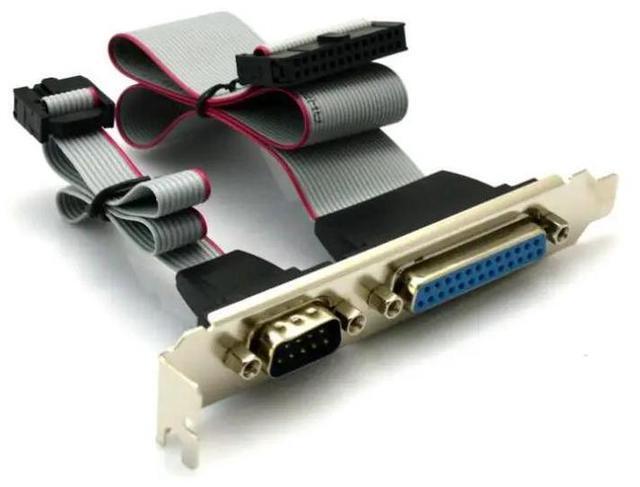 Alt view image 2 of 2 - Great-Q 2pcs DB25 25Pin Parallel Port Printer LPT & RS-232 RS232 COM DB9 9Pin Serial Port Cable Cord Wire Bracket 40cm