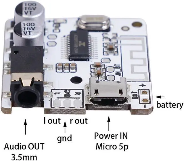 Alt view image 3 of 6 - Bluetooth 5.0 Receiver MP3 Stereo Music 3.5mm DIY Car Bluetooth Audio Receiver Board Speaker Module Audio DIY Modified Receiver