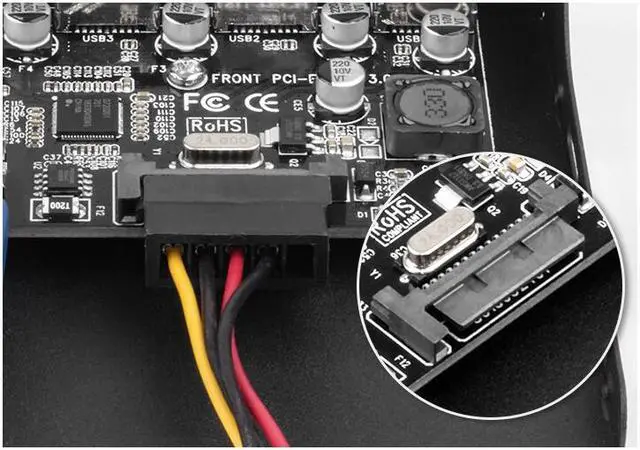 Alt view image 5 of 6 - PCI-E to USB 3.0 PC Front Panel USB 3 Expansion Card PCIE USB3 Adapter 3.5" Floppy USB3.0 Front Panel Bracket PCI Express Riser