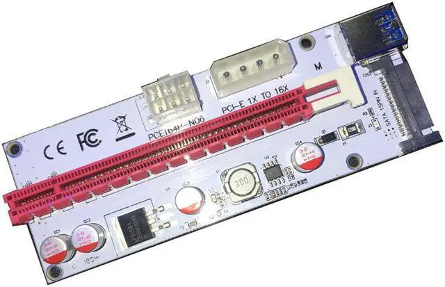 Alt view image 2 of 5 - 60cm PCI-E Riser Card PCIe 1x To 16x Adapter 4Pin 6Pin SATA Power USB 3.0 Cable for Bitcoin Miner Mining Expansion Converter
