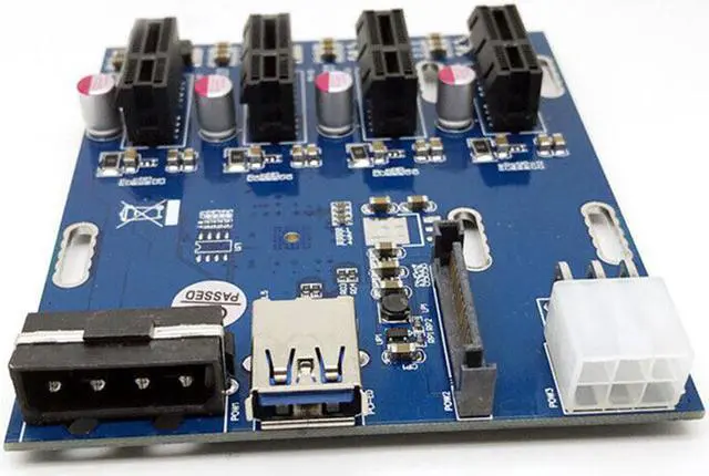 Alt view image 4 of 6 - PCI-E 1 to 4 PCI Express 1X Slots Riser Card Mini ITX to External 4 PCI-e Slot Adapter PCIe Port Multiplier Card
