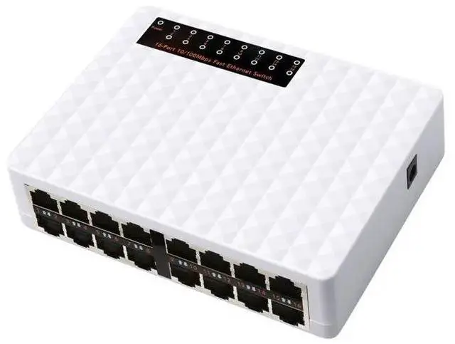 Alt view image 6 of 6 - Great-Q 10/100Mbps 16 Port Fast Ethernet LAN RJ45 RJ-45  Network unmanaged Switch Switcher Hub Desktop PC with EU/US Adapter