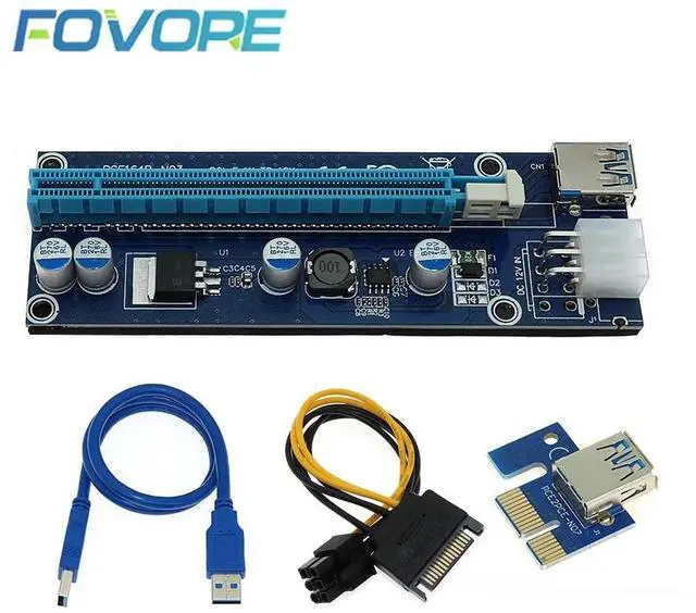 Main image of Golden VER009S PCI-E Riser Card 009S PCI Express PCIE 1X to 16X 100CM 60CM USB 3.0 Cable 6Pin Power for BTC Miner Mining