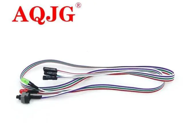 Alt view image 2 of 4 - ATX PC Compute Motherboard Power Cable Switch On / Off / Reset with LED Light 50CM Reset Switch Cable with 2 LED Lights 2018