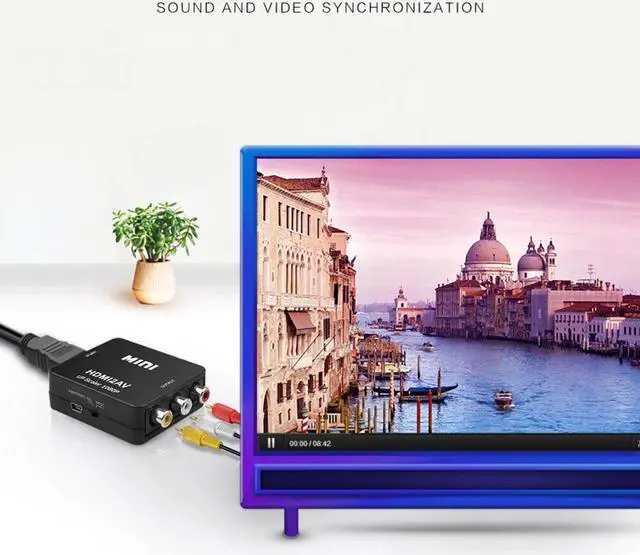 Alt view image 6 of 6 - HDMI to RCA Converter AV/CVSB L/R Video Box HD 1080P 1920*1080 60Hz HDMI2AV Support NTSC PAL Output HDMI To AV