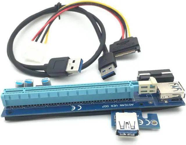 Main image of 30cm PCIe PCI-E PCI Express Riser Card 1x to 16x with USB3.0 Cable SATA to 6Pin power cable riser for bitcoin mining Machine