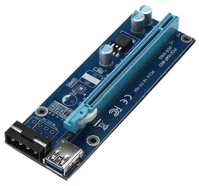 Alt view image 4 of 6 - USB 3.0 PCI-E Riser card PCIE Express 1X 4x 8x 16x Extender Riser Adapter Card with SATA 15pin to 4 pin Power Cable for Mining