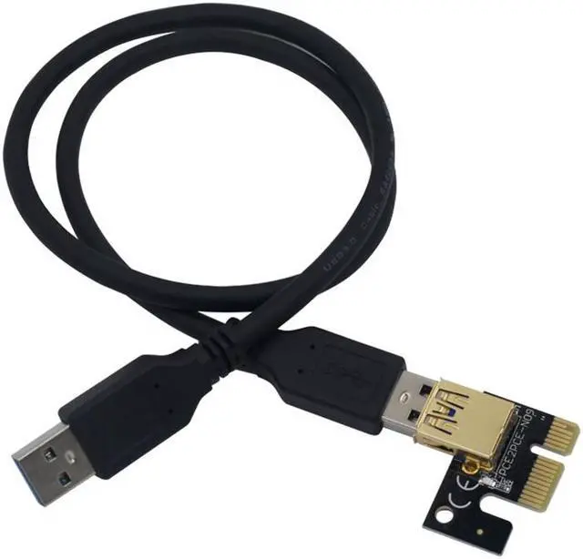 Alt view image 4 of 6 - PCI Express Riser Card 1X to 16X PCI-E Extender USB 3.0 Cable 6Pin Power  Black Gold-Plated Graphics Card Extension Line