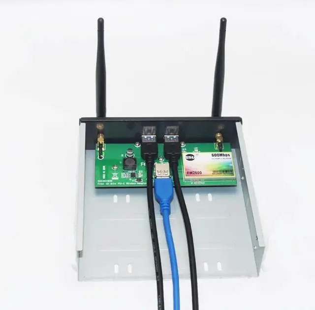 Alt view image 4 of 6 - Wireless Network Card Front Antenna USB PCI-E 1x to 2 Port USB 3.0 Card 5.25" Floppy Bay Front Panel USB 3 Hub Wireless Adapter