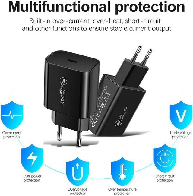 Alt view image 3 of 5 - 20W USB-C PD Quick Charge 3.0 Fast Charger Adapter For iPhone 12 Pro 11 Pro MAX XR SAMSUNG S20 Ultra S20 XIAOMI Mi10 Pro HUAWEI