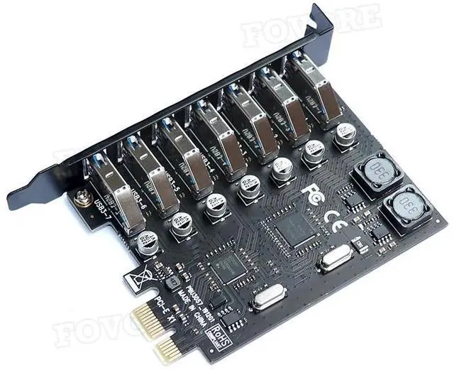 Alt view image 4 of 6 - USB PCIe adapter 7 port  USB 3 Hub PCI e adapter PCI express USB3 controller USB3.0 PCI-e expansion board card for Desktop