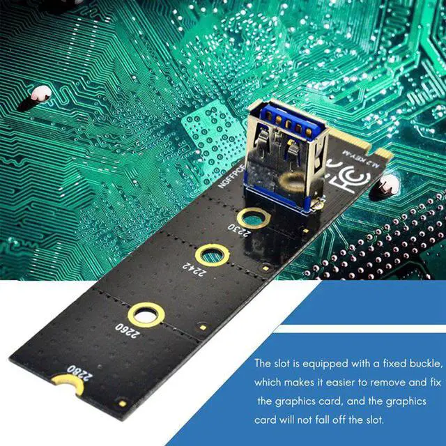 Alt view image 4 of 6 - M.2 to PCI-E X16 NGFF Slot Adapter Card+PCIE 1X to 16X 6Pin Graphics Card Extension Cable Adapter Board for BTC Mining