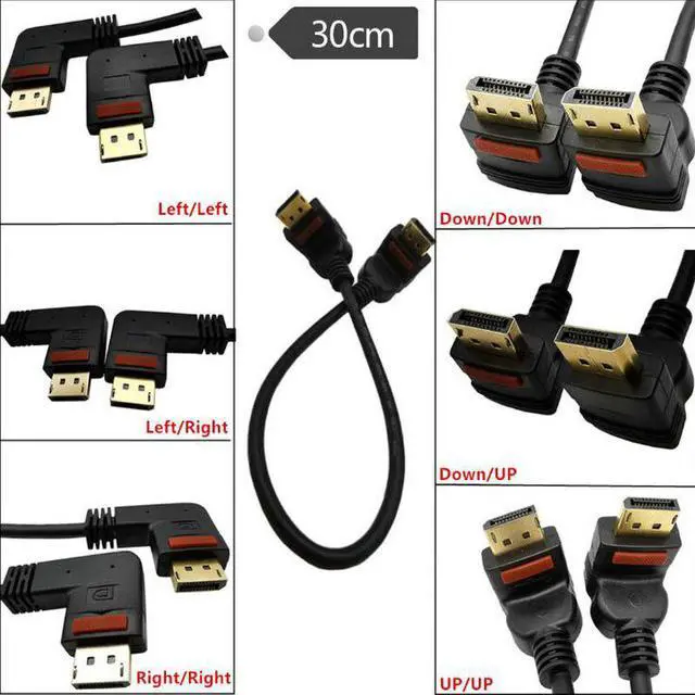 Main image of Angled DisplayPort Male to DP Display Port Male  with Connector clasp control button  Cable