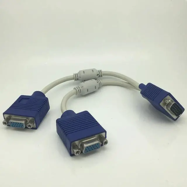 Alt view image 4 of 6 - VGA 15 Pin PC SVGA Male to 2 Dual Double Female Monitor Y Adapter Splitter Cable 20cm Vga Male to Vga female Wholesale  computer