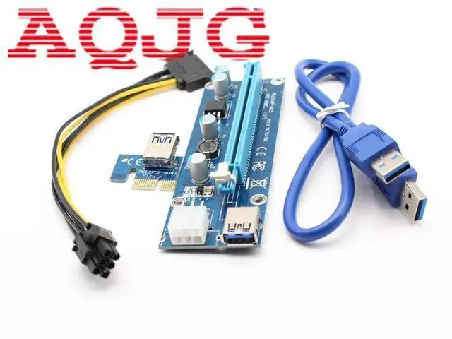 Alt view image 5 of 6 - PCI-E PCI Express Extender Riser Card 1x to 16x PCIE Mining Card USB 3.0 Data Cable 8Pin Power Supply for BTC Miner Machine SATA