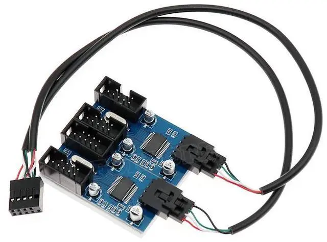 Alt view image 5 of 6 - 9Pin USB Header 1 To 4 Ports 9P male Extension Cable Desktop Motherboard 9-pin 1 To 4 Port Multiplier Card HUB Adapter