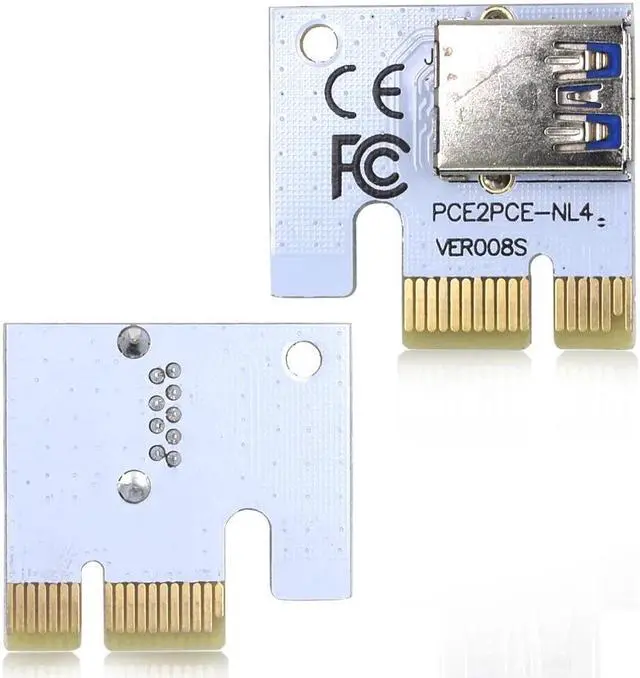 Alt view image 5 of 6 - TISHRIC VER008S Molex 4Pin SATA 6PIN PCI Express PCIE PCI-E Riser Card 008s 008 Adapter 1X to 16X USB3.0 Extender Mining Miner