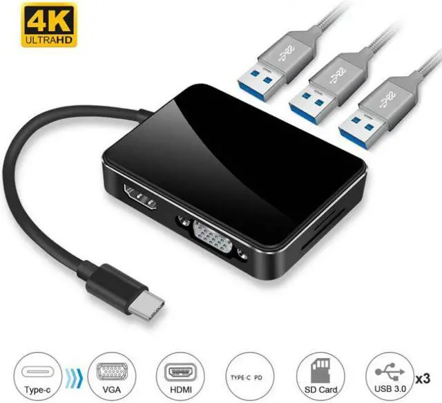 Main image of 7-in-1 USB-C HUB Type-C To HDMI+VGA+USB3.0+SD+TF Seven-In-One Converter USB-C Multi-Function Docking Station