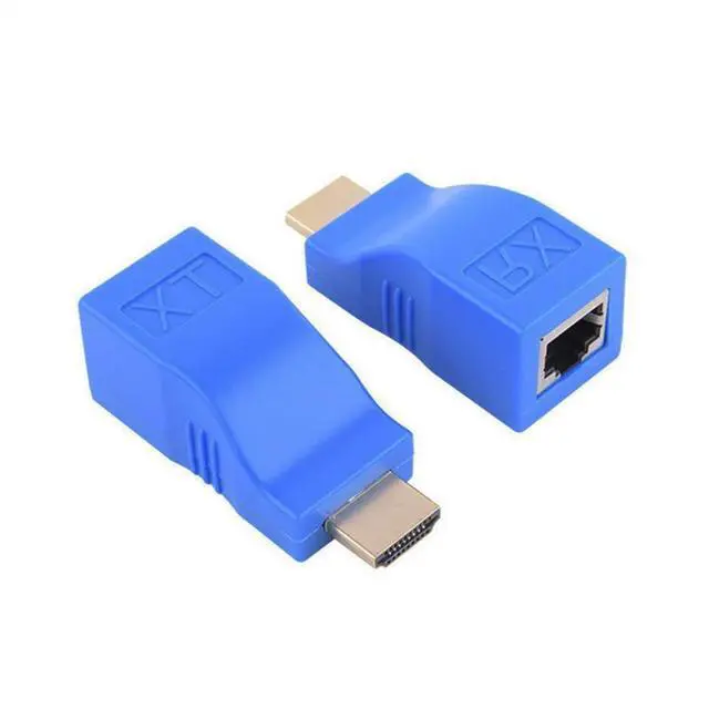 Alt view image 4 of 6 - HDMI Extender 1080P RJ45 Ports LAN Network HDMI Extension up to 30m Over CAT5e/6 UTP LAN Ethernet Cable for HDTV Monitor 1 Pair