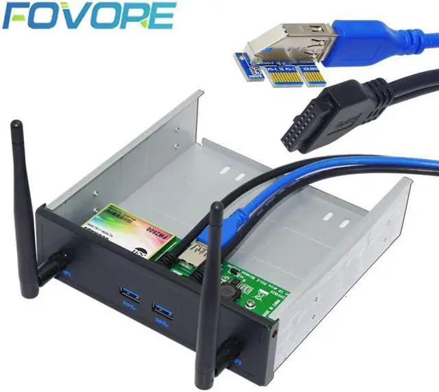 Main image of Wireless Network Card Front Antenna USB PCI-E 1x to 2 Port USB 3.0 Card 5.25" Floppy Bay Front Panel USB 3 Hub Wireless Adapter