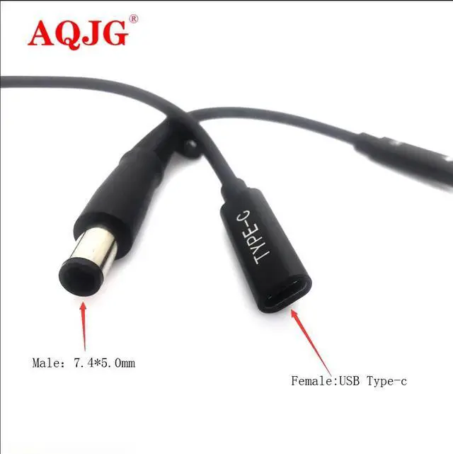 Alt view image 2 of 6 - 7.4x5.0 mm with Pin Jack to USB Type C PD Power Adapter Converter DC Plug Connector Cable Cord  for Hp Laptop Charger