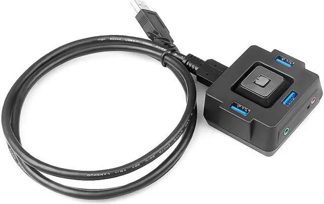 Alt view image 4 of 5 - 3 Port USB 3.0 Desktop PC Switch With Audio Sound Computer Switch External Power Switch Reset Button Plug and Play