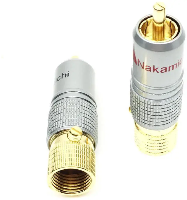 Alt view image 2 of 6 - 4pcs NAKAMICHI 10mm Gold Plated RCA Plug Locking Non Solder Plug RCA Coaxial Connector Socket Adapter factory