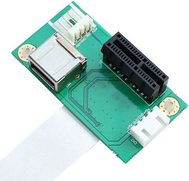 Alt view image 4 of 6 - Add On Cards Mini PCI-E to PCI Express 1X Adapter Riser Extension Cord Mini PCIE to PCIE X1 USB 2.0 Card Riser FFC Cable