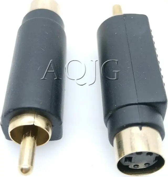 Main image of S-video MINI DIN 4PIN Plug Female to AV RCA Plug male Audio extension Adaptor Gold Plated