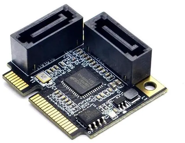 Alt view image 3 of 6 - Add On Cards Mini PCI-E PCI Express to 2 Ports SATA 3.0 Converter SSD HDD SATA3 Controller Expansion Card SATA Multiplier