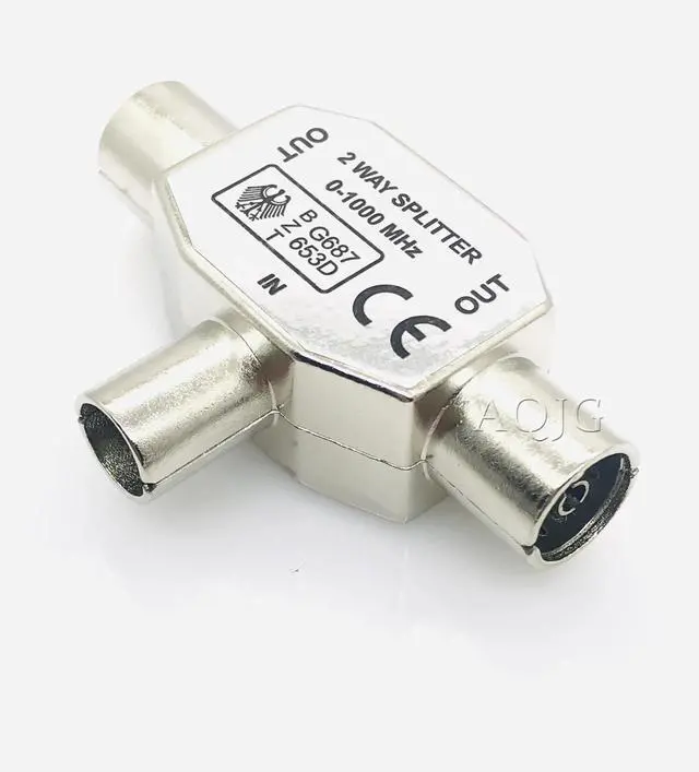 Alt view image 4 of 6 - 1pc TV9.5 1 Male 2 Female TV Antenna Plug Tee Conversion Cable Joint Adapter for 9.5 interface Video Equipment Connector