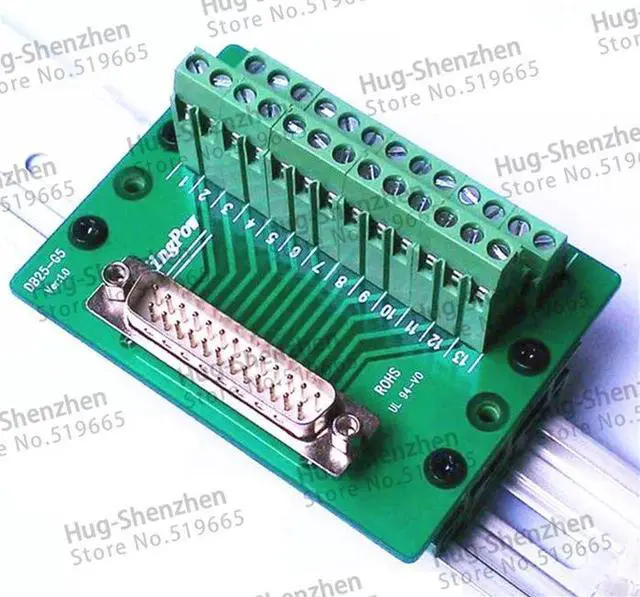 Alt view image 2 of 2 - DB25 to Terminal adapter plate DR25 Male terminal breakout board 180 degrees wholesale