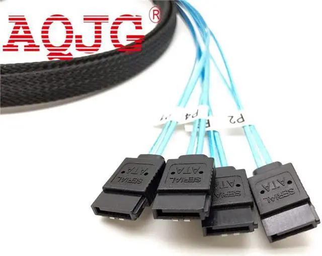 Alt view image 3 of 4 - SFF-8087 Mini SAS 4i 36P to 4SATA 7P With Latch Black Cable 100cm