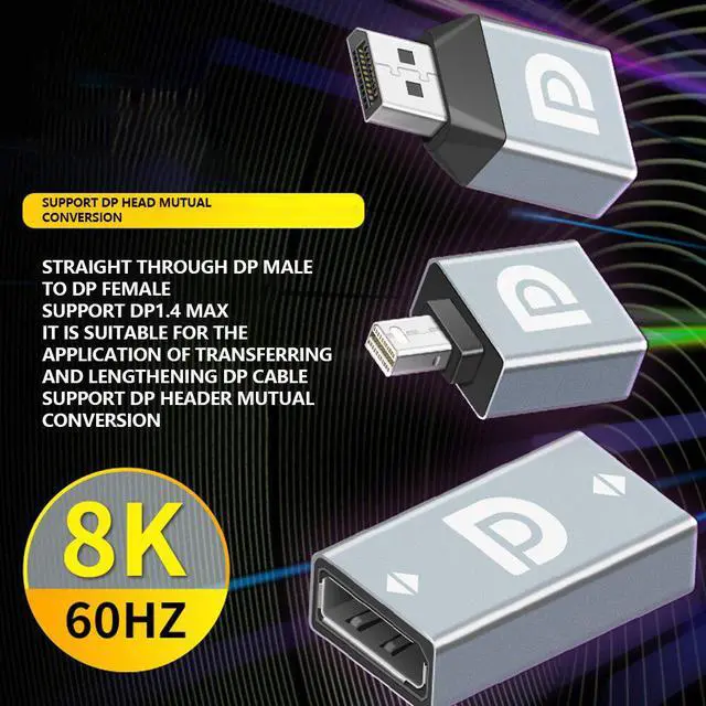 Alt view image 6 of 6 - HD DP Video Converter DP1.4 To DP Female Mini DP Adapter Support 8K@60Hz For Laptop Computer Monitor Home Projector