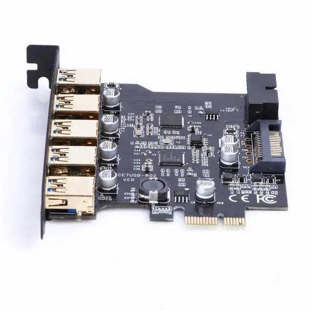 Alt view image 3 of 6 - Super Speed PCI-E to USB 3.0 19-Pin 5 Port PCI Express Expansion Card Adapter SATA 19Pin Connector with Driver CD for Desktop
