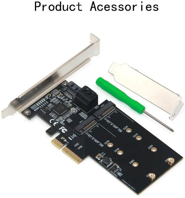 Alt view image 6 of 6 - SATA Raid Controller SATA Raid M.2 PCI Express Raid Card 2Port SATA3.0 6Gbps + 2Port M2 NGFF SSD B Key Support RAID0 RAID1 AHCI
